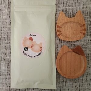 Cat Lady Box Purrfect Pair Wooden Cat Shaped Trinket Dishes Set of 2
